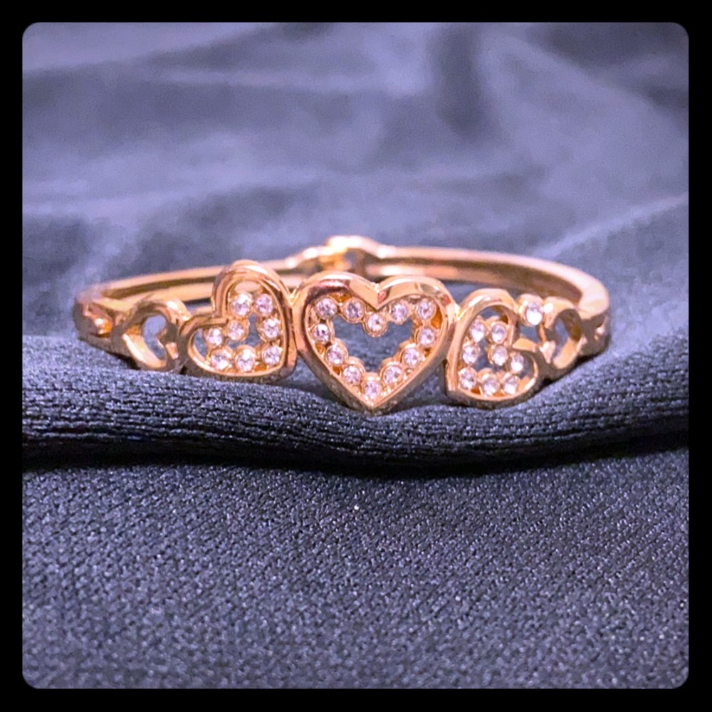 Multiple Diamond Heart Gold Bracelet